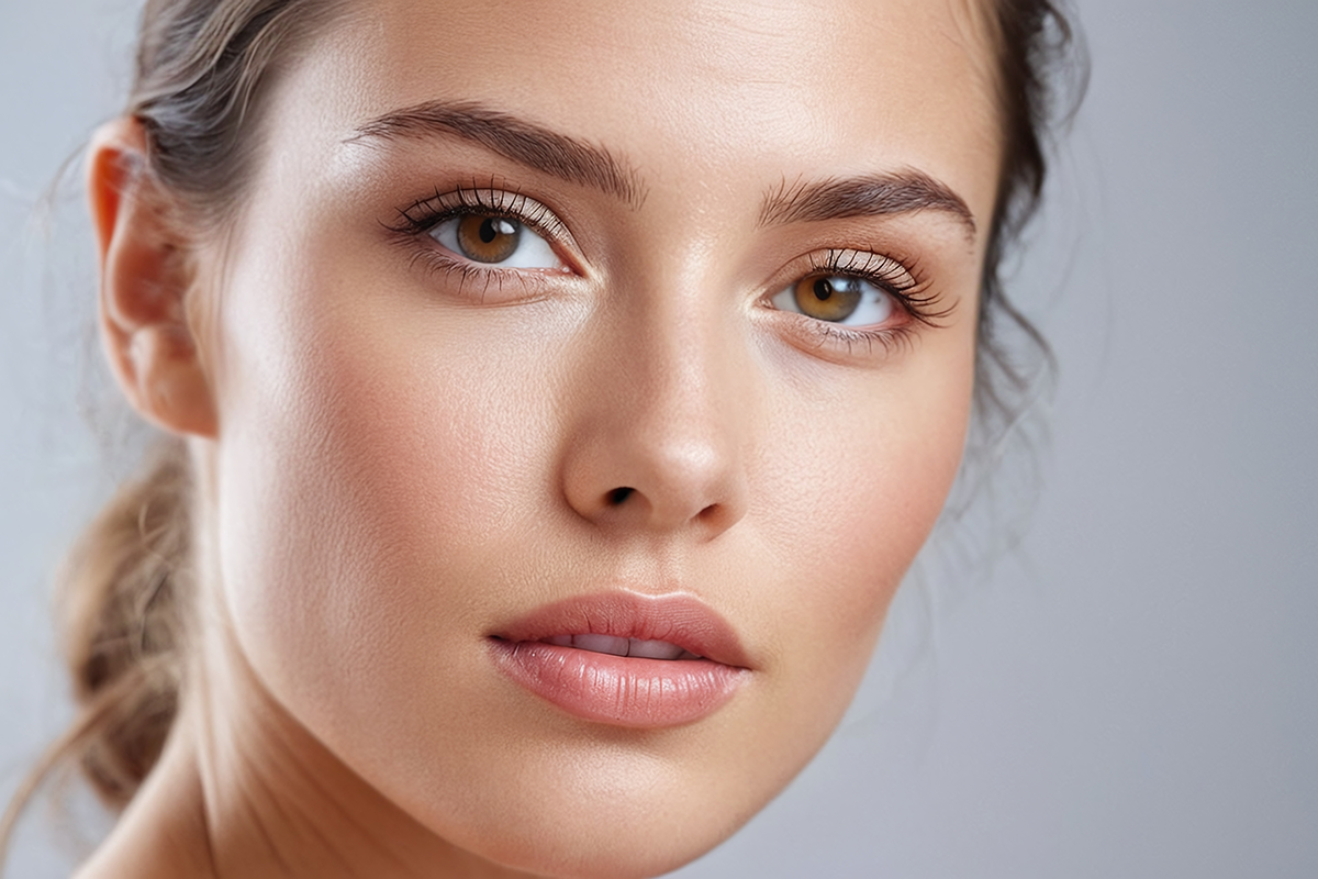 Close-up of a woman with glowing skin