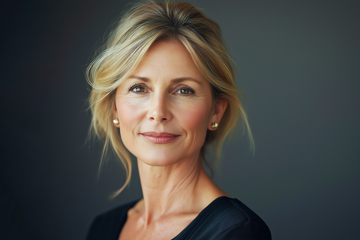 Mature beauty model with flawless skin