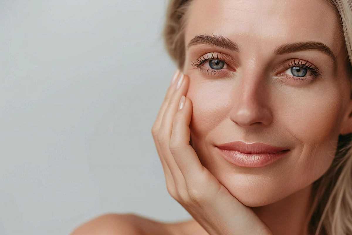 Mature woman skincare concept